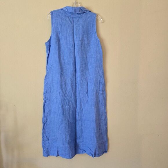VALENTINA NALDI Dress Large Maxi Linen Blend Pockets Oversized  Blue Size XL - Picture 4 of 7